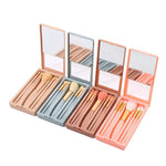 Bộ dụng cụ trang điểm mini đa chức năng 5 trong 1 có gương cửa sổ, màu đậu, hồng, xanh dương