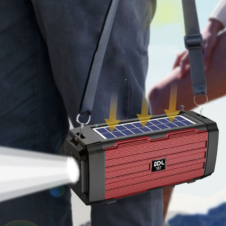 Loa Bluetooth năng lượng mặt trời LED BDL-187 không dây, di động, dùng ngoài trời, có radio FM