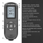 Máy đo độ dày lớp phủ HW-300S chính xác cao chống trượt, đo độ dày màng sơn, màn hình ngang màu cam, màn hình dọc màu cam, màn hình ngang màu đen, màn hình dọc màu đen
