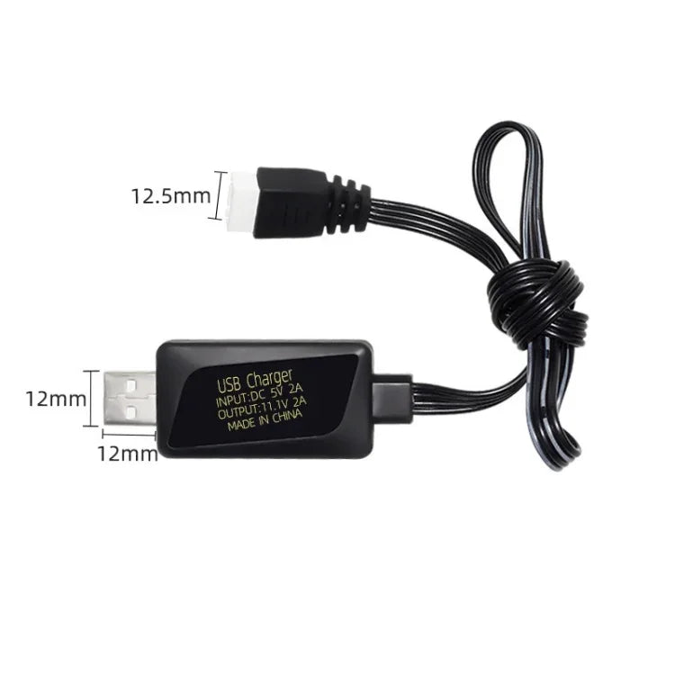 Sạc USB pin lithium 11.1V 2A 3S có đèn, phích cắm 4 chân