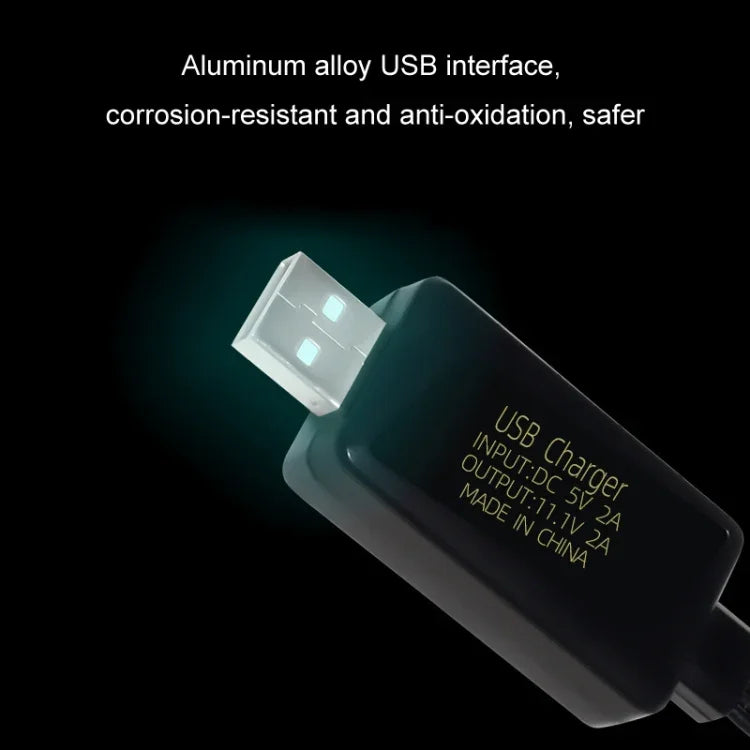 Sạc USB pin lithium 11.1V 2A 3S có đèn, phích cắm 4 chân