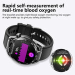 Đồng hồ sức khỏe thông minh F200 đo điện tâm đồ ECG, theo dõi đường huyết, màn hình tròn 1.55 inch, Silicone đen, Da đen, Da nâu đen, Milan đen, Thép 3 hạt đen, Tre đen, Silicone xám đen