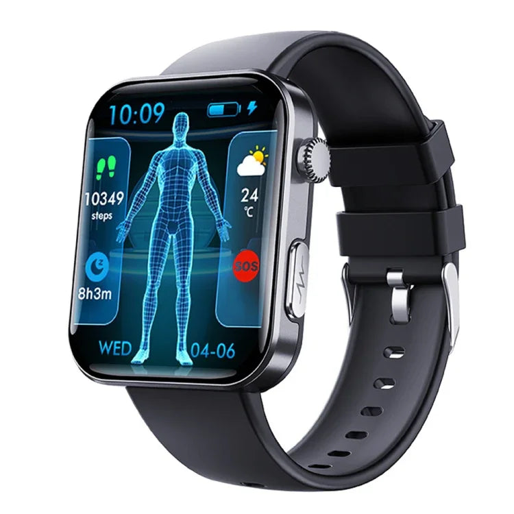 Đồng hồ thông minh F300 màn hình 2.1 inch hỗ trợ gọi Bluetooth/ECG/phân tích thành phần máu/50+ chế độ thể thao, Silicone đen, Silicone hồng đen, Silicone xám đen, Milan đen, Thép 3 hạt đen, Da đen, Da nâu đen
