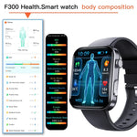 Đồng hồ thông minh F300 màn hình 2.1 inch hỗ trợ gọi Bluetooth/ECG/phân tích thành phần máu/50+ chế độ thể thao, Silicone đen, Silicone hồng đen, Silicone xám đen, Milan đen, Thép 3 hạt đen, Da đen, Da nâu đen