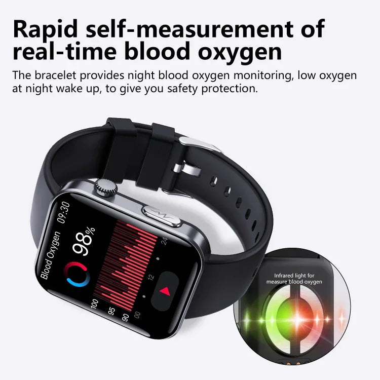Đồng hồ thông minh F300 màn hình 2.1 inch hỗ trợ gọi Bluetooth/ECG/phân tích thành phần máu/50+ chế độ thể thao, Silicone đen, Silicone hồng đen, Silicone xám đen, Milan đen, Thép 3 hạt đen, Da đen, Da nâu đen