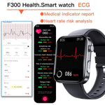 Đồng hồ thông minh F300 màn hình 2.1 inch hỗ trợ gọi Bluetooth/ECG/phân tích thành phần máu/50+ chế độ thể thao, Silicone đen, Silicone hồng đen, Silicone xám đen, Milan đen, Thép 3 hạt đen, Da đen, Da nâu đen