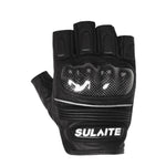 Găng tay đi xe máy SULAITE da cừu sợi carbon thoáng khí nửa ngón, M, L