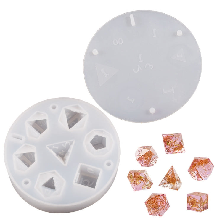Khuôn đổ nhựa silicon hình xúc xắc với 7 khoang xúc xắc đa diện chuẩn, xúc xắc