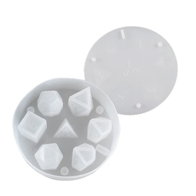 Khuôn đổ nhựa silicon hình xúc xắc với 7 khoang xúc xắc đa diện chuẩn, xúc xắc