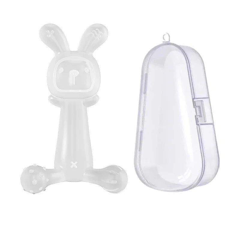 Đồ Gặm Nướu Hình Thỏ BPA Free Silicone Thực Phẩm Cho Trẻ Sơ Sinh Gậy Gặm Nướu Chống Ăn Tay, Màu Nano, Hồng, Trong Suốt, Có Hộp Màu Nano, Có Hộp Hồng, Có Hộp Trong Suốt