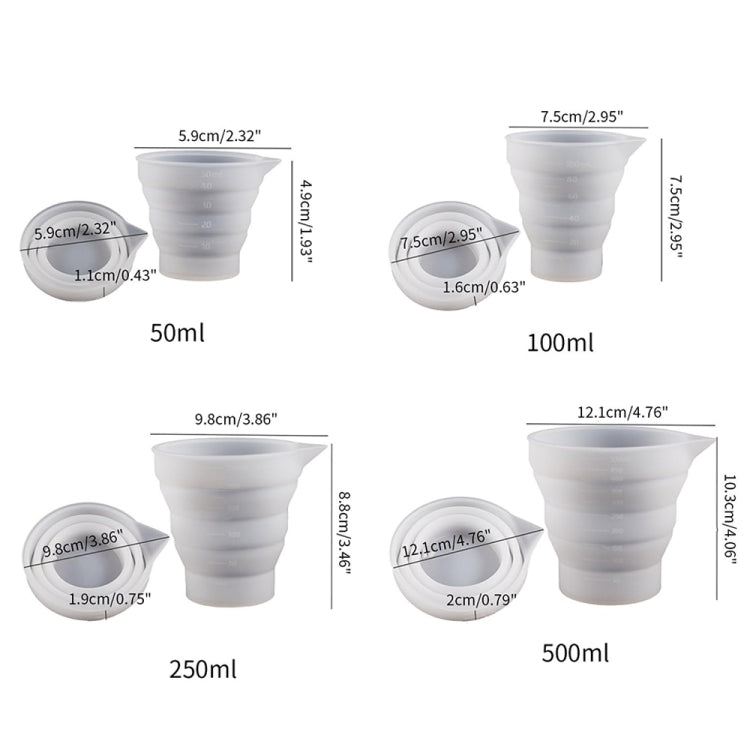 Bộ 5 cốc đo epoxy gấp gọn, khuôn silicon làm nến, thạch cao, keo, cốc trộn, 5 cái 50ml, 5 cái 100ml, 2 cái 250ml, 2 cái 500ml