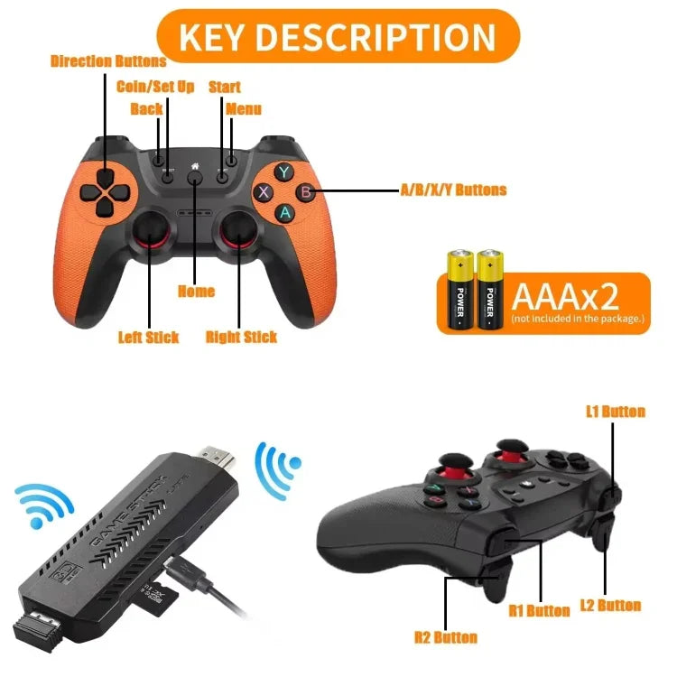 Máy chơi game X2 Ultra với tay cầm đôi không dây 2.4G, 64GB, 128GB, 256GB