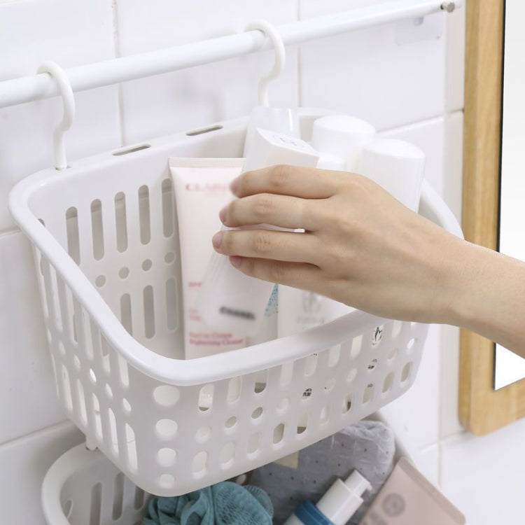 Giỏ treo nhựa có móc, giỏ thoát nước lưu trữ nhà bếp, kệ tổ chức phòng tắm, nhỏ màu xám, nhỏ màu be, lớn màu xám, lớn màu be