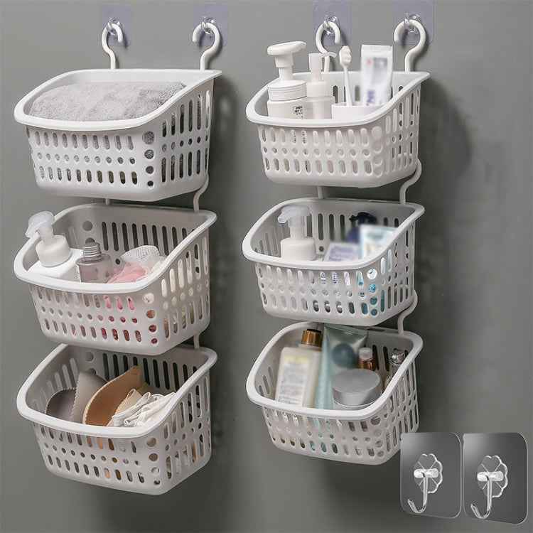 Giỏ treo nhựa có móc, giỏ thoát nước lưu trữ nhà bếp, kệ tổ chức phòng tắm, nhỏ màu xám, nhỏ màu be, lớn màu xám, lớn màu be