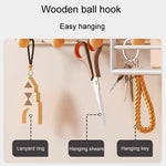 Kệ treo tường tổ chức không cần khoan kích thước lớn cho gia đình, mẫu cơ bản màu đen, quả bóng gỗ đen kèm hộp giấy ăn