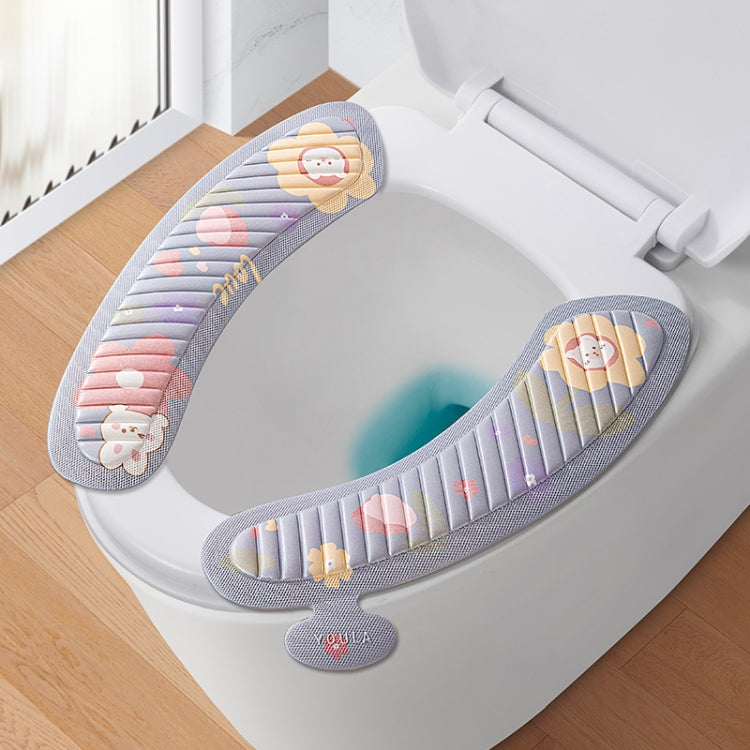 Miếng dán bồn cầu EVA dán bốn mùa, hình hoạt hình dễ thương chống thấm nước, màu xám hoa hướng dương, màu hồng thỏ mặt trăng