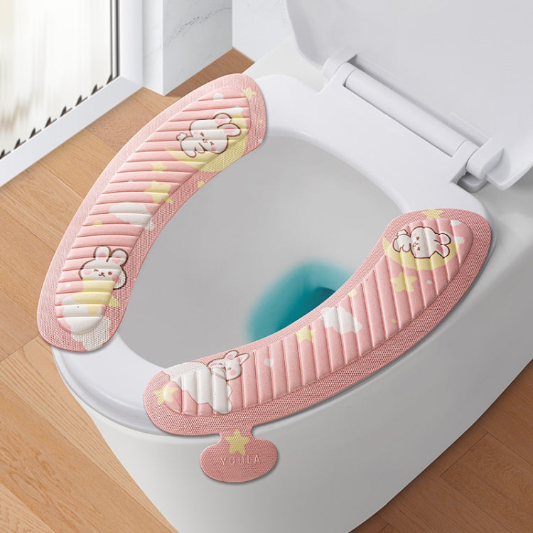 Miếng dán bồn cầu EVA dán bốn mùa, hình hoạt hình dễ thương chống thấm nước, màu xám hoa hướng dương, màu hồng thỏ mặt trăng