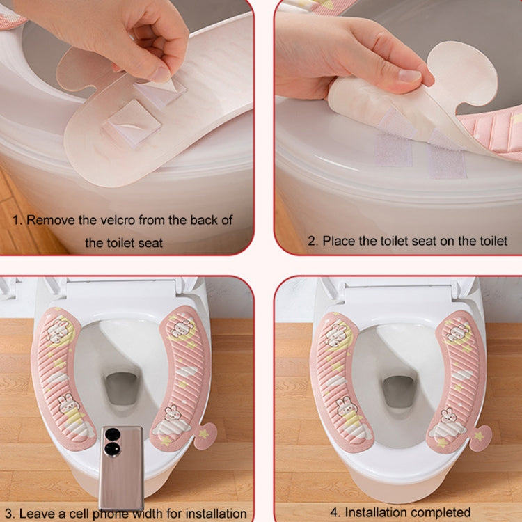 Miếng dán bồn cầu EVA dán bốn mùa, hình hoạt hình dễ thương chống thấm nước, màu xám hoa hướng dương, màu hồng thỏ mặt trăng