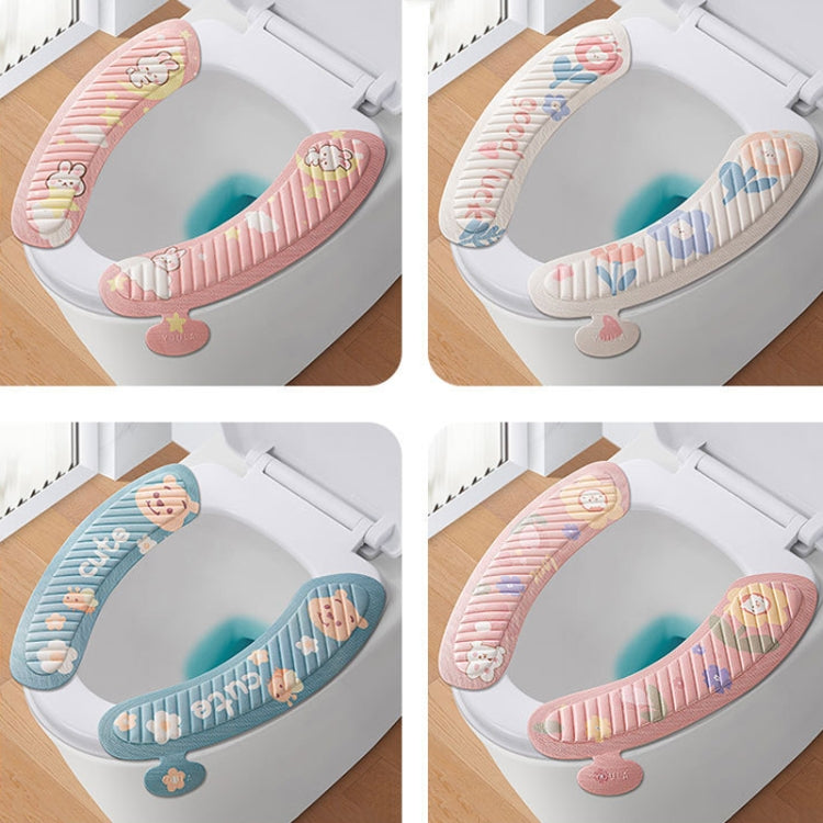 Miếng dán bồn cầu EVA dán bốn mùa, hình hoạt hình dễ thương chống thấm nước, màu xám hoa hướng dương, màu hồng thỏ mặt trăng