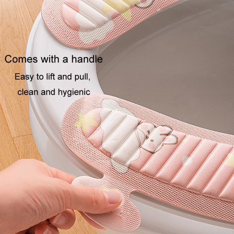 Miếng dán bồn cầu EVA dán bốn mùa, hình hoạt hình dễ thương chống thấm nước, màu xám hoa hướng dương, màu hồng thỏ mặt trăng