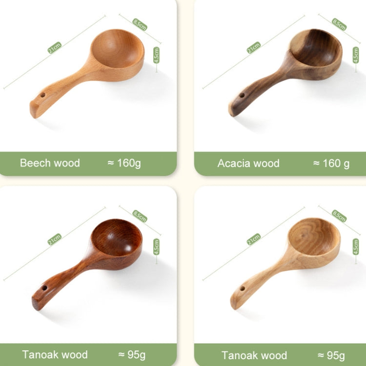 Muỗng canh lớn cán dài bằng gỗ gia dụng, muỗng ăn mì, muỗng múc nước, gỗ sồi Tanoak (màu sơn cũ), Tanoak (màu gốc), gỗ keo