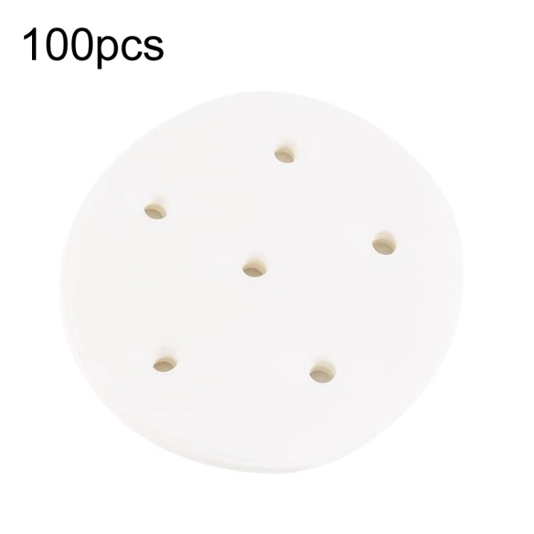 100 miếng giấy hấp tròn dùng một lần đạt chuẩn thực phẩm, chống dính, có lỗ, dùng cho hấp bánh bao, đường kính 7.6cm
