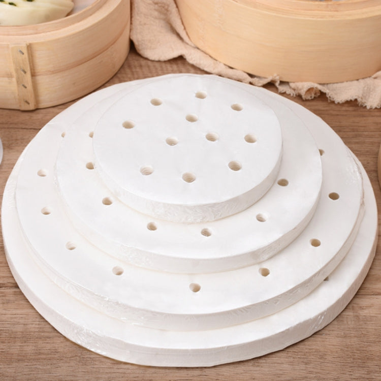 100 miếng giấy hấp tròn dùng một lần đạt chuẩn thực phẩm, chống dính, có lỗ, dùng cho hấp bánh bao, đường kính 7.6cm