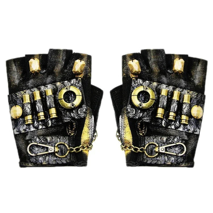 Găng tay nửa ngón phong cách punk biker phụ kiện Halloween, S, M, L, XL
