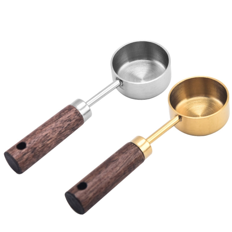 Muỗng đo cà phê và bột sữa bằng thép không gỉ cán gỗ 15ml, màu bạc, màu vàng