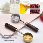 Muỗng đo cà phê và bột sữa bằng thép không gỉ cán gỗ 15ml, màu bạc, màu vàng