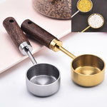 Muỗng đo cà phê và bột sữa bằng thép không gỉ cán gỗ 15ml, màu bạc, màu vàng