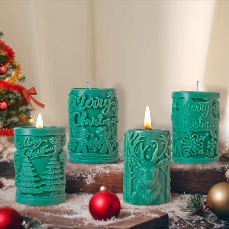 Khuôn silicone làm nến thơm hình trụ Giáng sinh, ZL-845, ZL-846, ZL-849, ZL-850