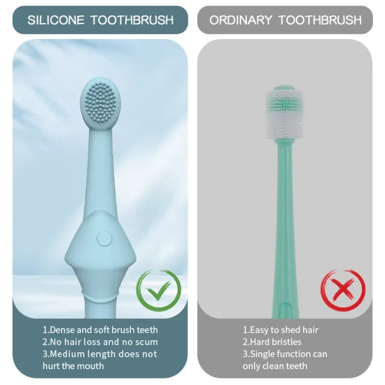 Bộ 2 cái / Bộ Bàn chải đánh răng silicon cho Mèo và Chó Dụng cụ chăm sóc vệ sinh miệng thú cưng