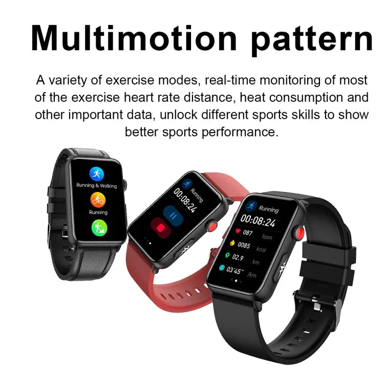 Đồng hồ thông minh vòng ECG đo nhiệt độ, nhịp tim, huyết áp, sức khỏe, gọi Bluetooth, Silicone đen, Silicone đỏ, Silicone xanh, Da đen, Da nâu