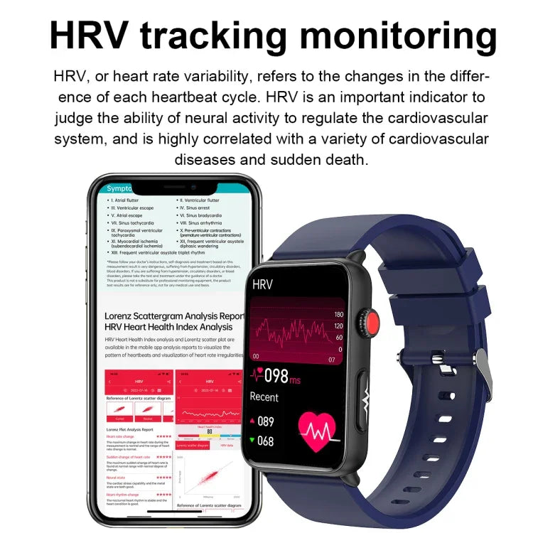 Đồng hồ thông minh vòng ECG đo nhiệt độ, nhịp tim, huyết áp, sức khỏe, gọi Bluetooth, Silicone đen, Silicone đỏ, Silicone xanh, Da đen, Da nâu