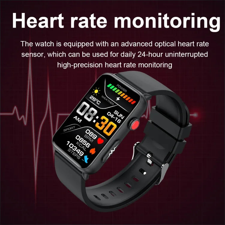 Đồng hồ thông minh vòng ECG đo nhiệt độ, nhịp tim, huyết áp, sức khỏe, gọi Bluetooth, Silicone đen, Silicone đỏ, Silicone xanh, Da đen, Da nâu