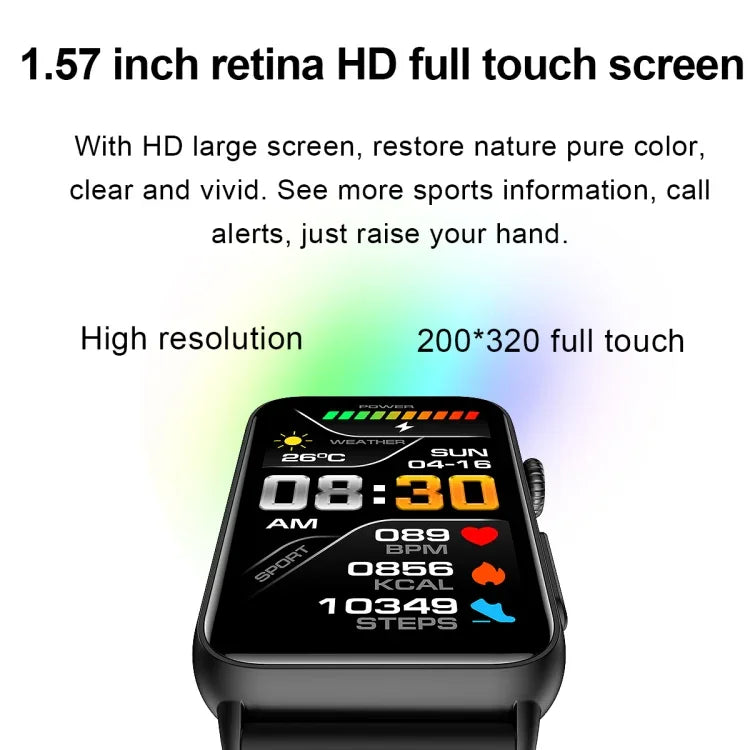 Đồng hồ thông minh vòng ECG đo nhiệt độ, nhịp tim, huyết áp, sức khỏe, gọi Bluetooth, Silicone đen, Silicone đỏ, Silicone xanh, Da đen, Da nâu
