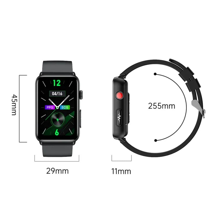 Đồng hồ thông minh vòng ECG đo nhiệt độ, nhịp tim, huyết áp, sức khỏe, gọi Bluetooth, Silicone đen, Silicone đỏ, Silicone xanh, Da đen, Da nâu