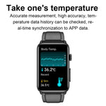 Đồng hồ thông minh vòng ECG đo nhiệt độ, nhịp tim, huyết áp, sức khỏe, gọi Bluetooth, Silicone đen, Silicone đỏ, Silicone xanh, Da đen, Da nâu