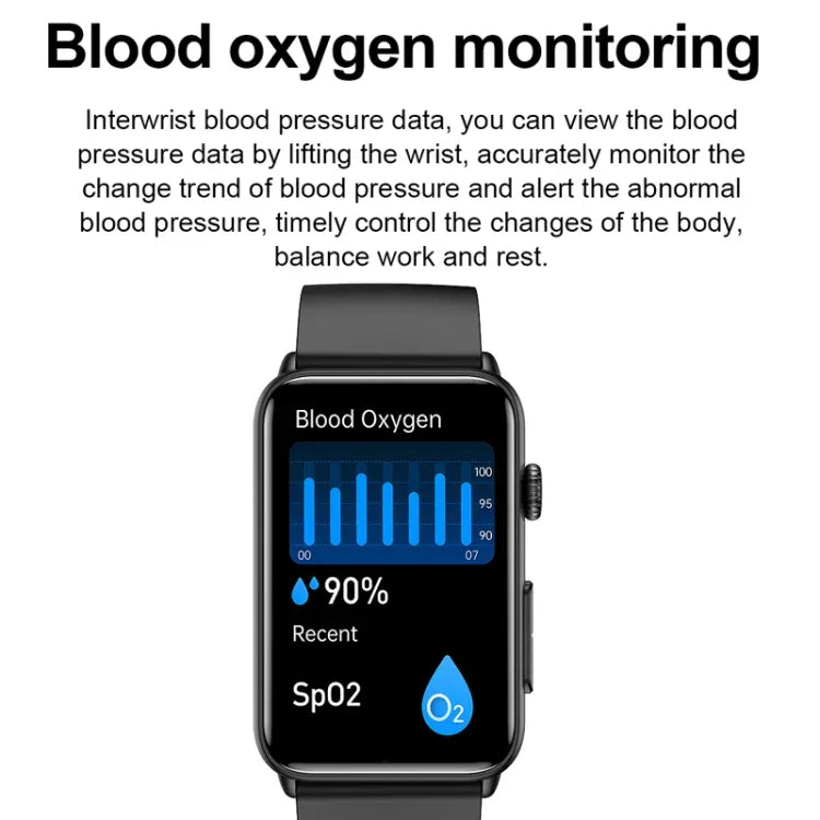 Đồng hồ thông minh vòng ECG đo nhiệt độ, nhịp tim, huyết áp, sức khỏe, gọi Bluetooth, Silicone đen, Silicone đỏ, Silicone xanh, Da đen, Da nâu