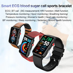 Đồng hồ thông minh vòng ECG đo nhiệt độ, nhịp tim, huyết áp, sức khỏe, gọi Bluetooth, Silicone đen, Silicone đỏ, Silicone xanh, Da đen, Da nâu