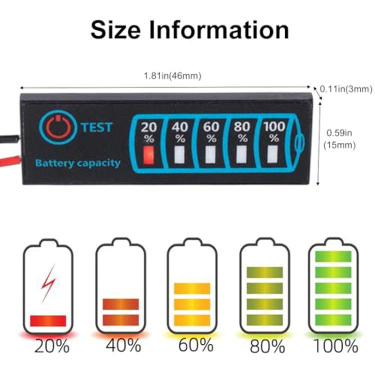 Bảng hiển thị điện áp và điện LED đa năng cho pin axit chì lithium, LED đa năng