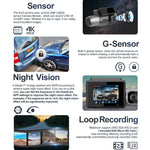 M700A Máy ghi hình xe 3 kênh 4K UHD trước + 1080P trong + 2K sau + GPS + WIFI, Camera hành trình M700A