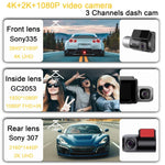 M700A Máy ghi hình xe 3 kênh 4K UHD trước + 1080P trong + 2K sau + GPS + WIFI, Camera hành trình M700A