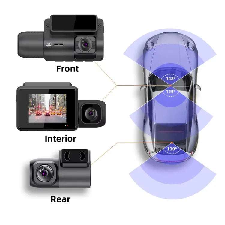 M700A Máy ghi hình xe 3 kênh 4K UHD trước + 1080P trong + 2K sau + GPS + WIFI, Camera hành trình M700A