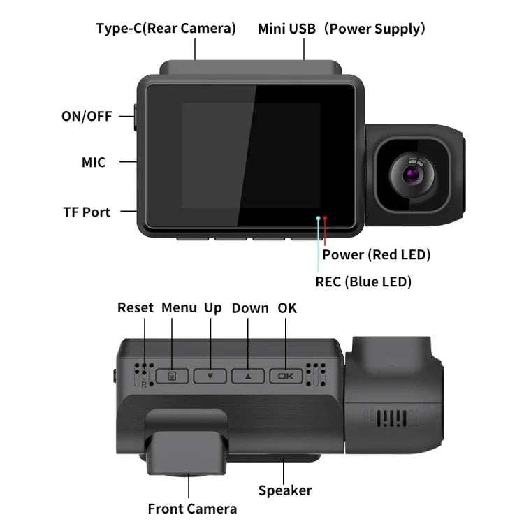 M700A Máy ghi hình xe 3 kênh 4K UHD trước + 1080P trong + 2K sau + GPS + WIFI, Camera hành trình M700A
