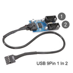 Cáp mở rộng 1 ra 2 USB2.0 9 chân cho bo mạch chủ có chip hỗ trợ nhiều giao diện dùng chung, 1 ra 2