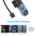 Cáp mở rộng 1 ra 2 USB2.0 9 chân cho bo mạch chủ có chip hỗ trợ nhiều giao diện dùng chung, 1 ra 2