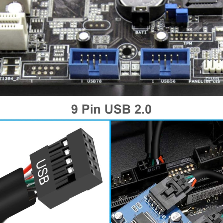 Cáp mở rộng 1 ra 2 USB2.0 9 chân cho bo mạch chủ có chip hỗ trợ nhiều giao diện dùng chung, 1 ra 2