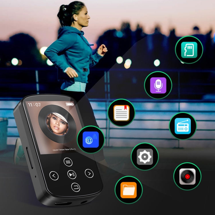 Máy nghe nhạc MP3 Bluetooth HIFI thể thao kẹp màn hình cảm ứng MP4, không có thẻ TF, 8GB, 16GB, 32GB, 64GB, 128GB